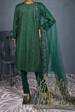 Air Space (SC-154A-Green) Embroidered & Printed Un-Stitched Cotton Dress With Embroidered Net Dupatta