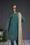SC-7C - Almond Print  Embroidered Cambric Dress with Chiffon Dupatta