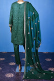 Amber (SC-159A-Green) Embroidered & Printed Un-Stitched Cotton Dress With Embroidered Chiffon Dupatta