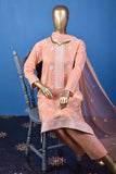 Amber (SC-159B-Peach) Embroidered & Printed Un-Stitched Cotton Dress With Embroidered Chiffon Dupatta