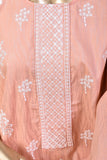 Amber (SC-159B-Peach) Embroidered & Printed Un-Stitched Cotton Dress With Embroidered Chiffon Dupatta