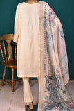 Aqs-e-Junoon-(SC-184A-Peach) Chikankari Embroidered & Printed Un-Stitched Cotton Dress With Raw Khaddi Soft Organza Digital Printed Dupatta