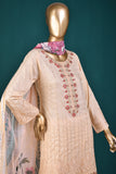 Aqs-e-Junoon-(SC-184A-Peach) Chikankari Embroidered & Printed Un-Stitched Cotton Dress With Raw Khaddi Soft Organza Digital Printed Dupatta