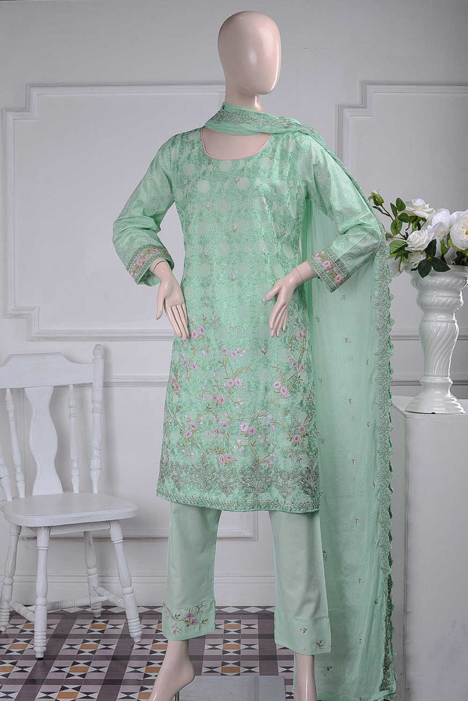 Arri Jaal (SC-24A-Pista) Embroidered Un-Stitched Cambric Dress With Embroidered Chiffon Dupatta