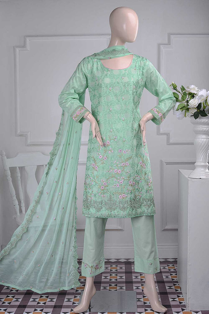 Arri Jaal (SC-24A-Pista) Embroidered Un-Stitched Cambric Dress With Embroidered Chiffon Dupatta