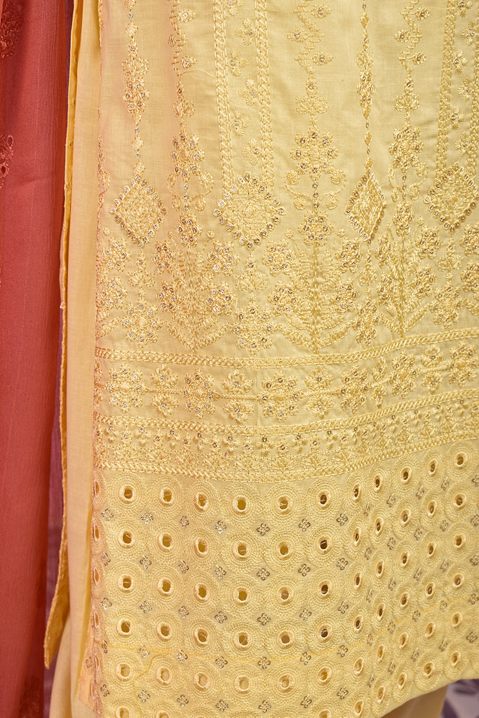 Ayana (ZIN-5A) 3 Pc Semi Stitched Chikankari Embroidered Stone Work Lawn Dress with Chiffon Chikankari Dupatta