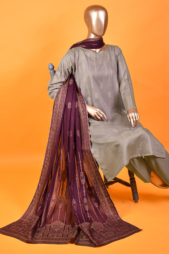Insignia (BD4-08) 3 Pc Unstitched Jacquard Banarsi Lawn Dress with Contrast Jacquard Banarsi Lawn Dupatta