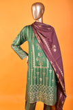 Brulee (BD4-05) 3 Pc Unstitched Jacquard Banarsi Lawn Dress with Contrast Jacquard Banarsi Lawn Dupatta