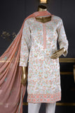 English (SC-23A-White) Embroidered Un-Stitched Cambric Dress With Chiffon Dupatta