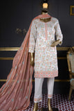 English (SC-23A-White) Embroidered Un-Stitched Cambric Dress With Chiffon Dupatta
