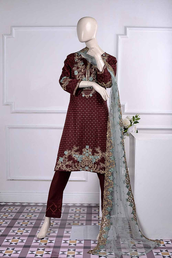 Thunderstorm (BZ-3B) | Embroidered Un-Stitched Cambric Dress With Net Embroidered Dupatta