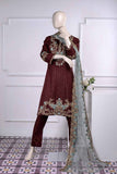 Thunderstorm (BZ-3B) | Embroidered Un-Stitched Cambric Dress With Net Embroidered Dupatta