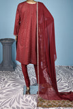 Barfi Sheesha (SC-148A-Maroon) Embroidered & Printed Un-Stitched Cotton Dress With Embroidered Chiffon Dupatta