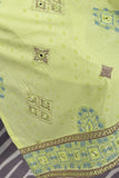 Barfi Sheesha (SC-148B-Lemon) Embroidered & Printed Un-Stitched Cotton Dress With Embroidered Chiffon Dupatta