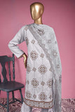 Butterfly Box (SC-145A-GreyishPurple) Embroidered & Printed Un-Stitched Cotton Dress With Embroidered Chiffon Dupatta