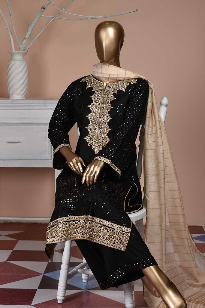Sequins (BZ-11B) | Fully Embroidered Unstitched Cambric Dress with Mysoori Dupatta