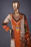 Bloom (NE2-09) - 3 Pc Unstitched Digital Embroidered Lawn Dress With Digital Bamber Chiffon Dupatta