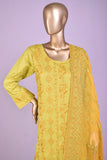 Breakdown (SC-182A-Yellow) Embroidered & Printed Un-Stitched Cotton Dress With Embroidered Chiffon Dupatta
