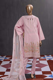 Breakline (SC-99A-Pink) Embroidered Cambric Dress with Embroidered Chiffon Dupatta