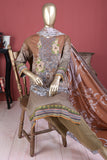 Buttercup (ECL-008-Brown) - 3 Pc Unstitched Embroidered Lawn Dress With Chikankari Lawn Dupatta