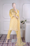 Butterfly (SC-18A-Yellow) Embroidered Un-Stitched Cambric Dress With Embroidered Chiffon Dupatta
