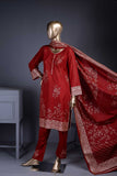 Pure Charisma (CC-1D) 3 Pc Red Un-stitched Printed Cambric Dress