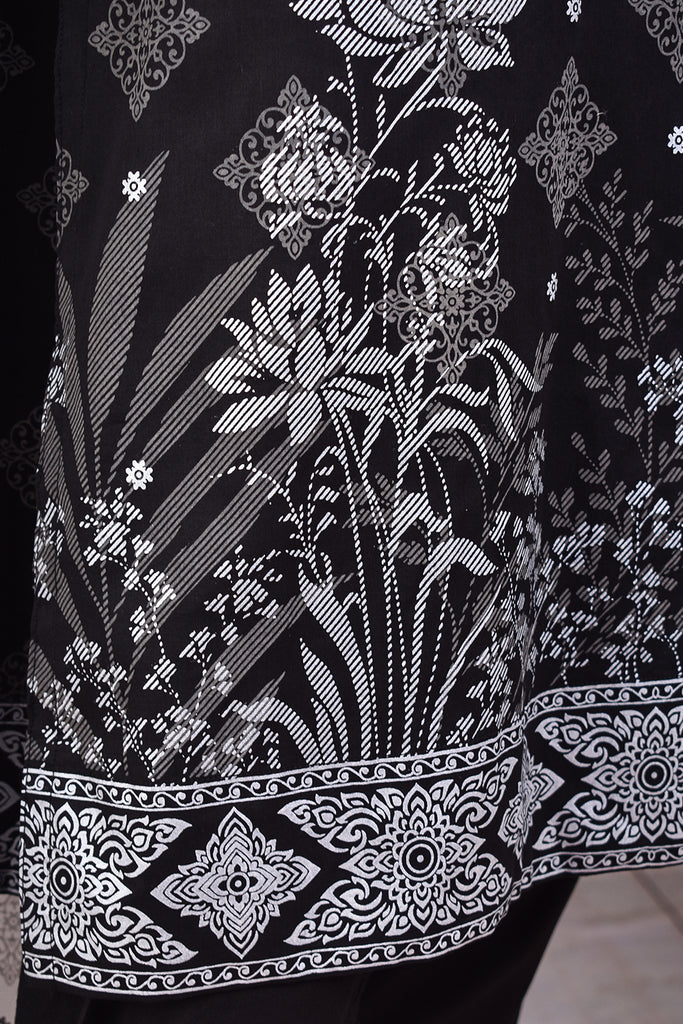 (CC-5A-Black) | 3 Pc Unstitched Printed Cotton Dress