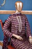 Carry Gold (SC-163B-Purple) Embroidered & Printed Un-Stitched Cotton Dress With Embroidered Chiffon Dupatta