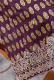 Carry Gold (SC-163B-Purple) Embroidered & Printed Un-Stitched Cotton Dress With Embroidered Chiffon Dupatta