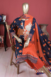 Chaotic Depth (ECL-012-Orange) - 3 Pc Unstitched Embroidered Lawn Dress With Chikankari Lawn Dupatta