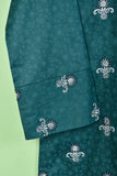 Classic (SC-168C-Turquoise) Embroidered & Printed Un-Stitched Cotton Dress With Embroidered Chiffon Dupatta