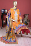 Clover (ECL-011-Apricot) - 3 Pc Unstitched Embroidered Lawn Dress With Chikankari Lawn Dupatta