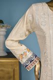 Creamy Farm (SC-151A-Cream) Embroidered & Printed Un-Stitched Cotton Dress With Printed Chiffon Dupatta