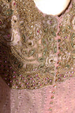 Dahlia (F-29-Peachy Pink) - Chiffon Semi-stitched Embroidered Dress