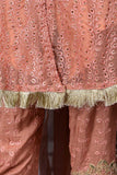 Dahlia (F-29-Rusty Light) - Chiffon Semi-stitched Embroidered Dress