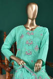 Dial chain (SC-46D-Greenish) Embroidered & Printed Un-Stitched Cambric Dress With Embroidered Chiffon Dupatta
