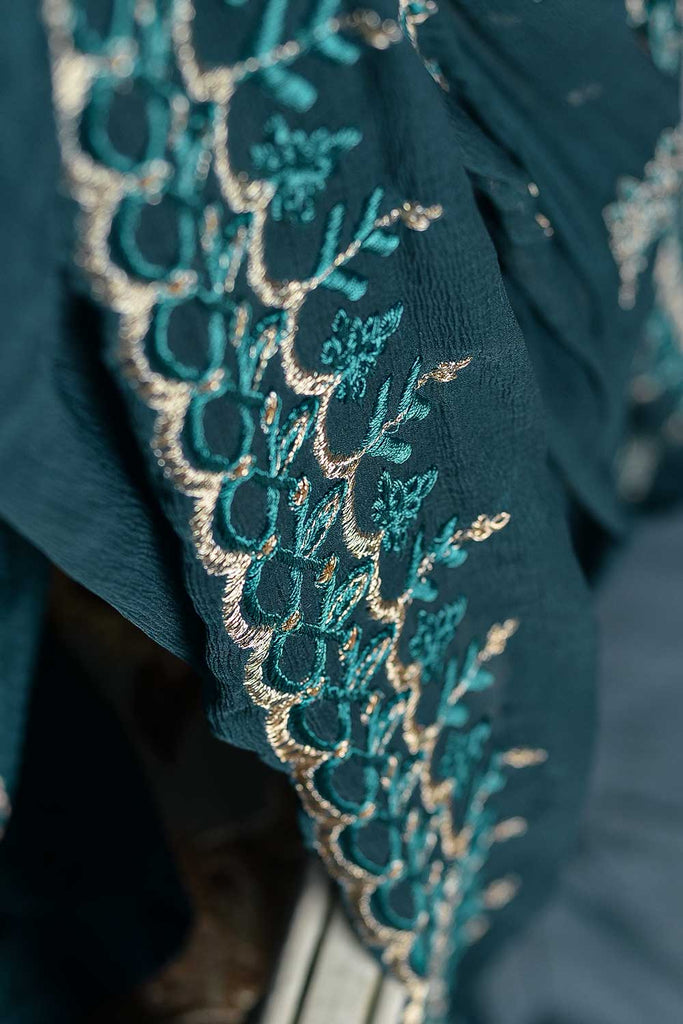 Diamond Supreme (SC-101A-Turquoise) Embroidered Cambric Dress with Embroidered Chiffon Dupatta