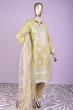 Egyptian Bridge (SC-127D-Khaki) 3Pc Embroidered & Printed Un-Stitched Cotton Dress With Embroidered Net Dupatta