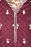 Exclusive (SC-162A-Maroon) Embroidered & Printed Un-Stitched Cotton Dress With Embroidered Chiffon Dupatta