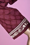 Exclusive (SC-162A-Maroon) Embroidered & Printed Un-Stitched Cotton Dress With Embroidered Chiffon Dupatta