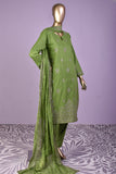 Exclusive (SC-162C-Green) Embroidered & Printed Un-Stitched Cotton Dress With Embroidered Chiffon Dupatta