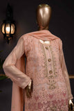 Feast (F-160-Peach) - Chiffon Semi-stitched Embroidered Dress