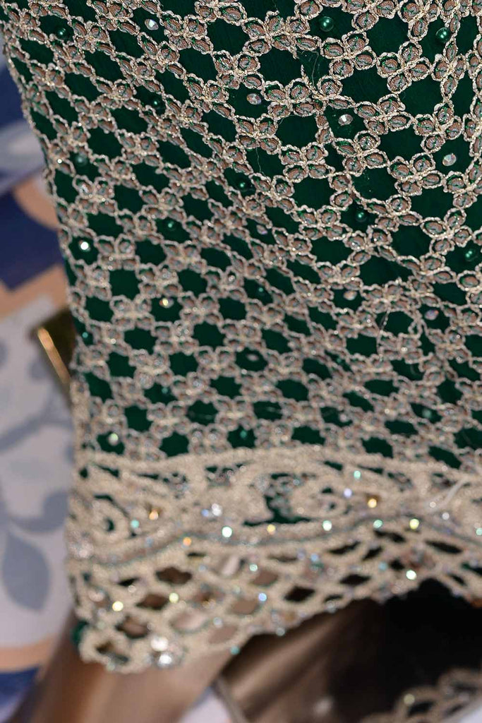 Regale (F-63-L-D-Green) - Chiffon Semi-stitched Embroidered Dress