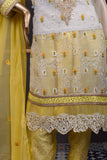 Hollow (F-77-OW-L-Yellow) - Chiffon Semi-stitched Embroidered Dress