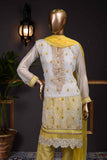 Hollow (F-77-OW-L-Yellow) - Chiffon Semi-stitched Embroidered Dress