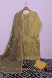 Forest Gold (SC-76A-Yellow) Embroidered Cambric Dress with Embroidered Chiffon Dupatta