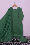 Frozen Ace (SC-153A-Green) Embroidered & Printed Un-Stitched Cotton Dress With Embroidered Chiffon Dupatta