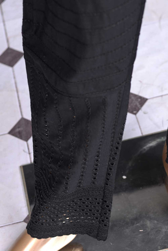 Unstitched Monochrome ChikanKari Cotton Trouser - Feather (MTC-3B-Black)