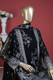 GLS-4B-Black - Feminine | 3Pc Embroidered Un-stitched Chiffon Dress