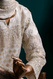 Glowing Magnolia (G6-1A) | Embroidered White Chiffon Dress with Embroidered Chiffon Dupatta
